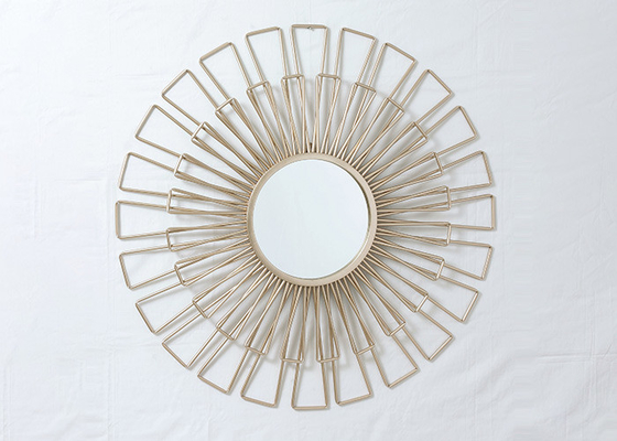 Living Room Rose Gold Floral Metal Wall Art Mirror