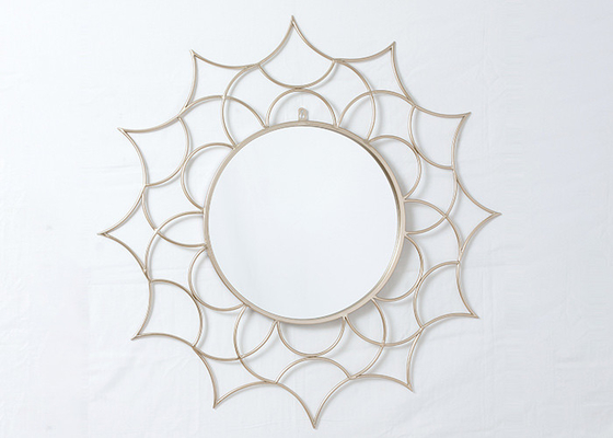 Living Room Rose Gold Floral Metal Wall Art Mirror