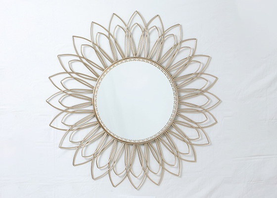 Living Room Rose Gold Floral Metal Wall Art Mirror