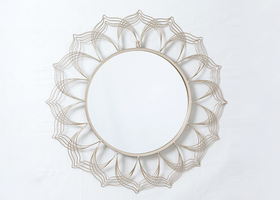 Living Room Rose Gold Floral Metal Wall Art Mirror