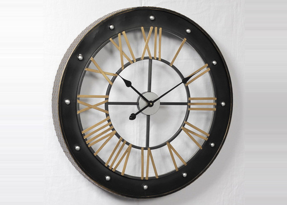 Vintage Wrought Circular 3D Retro Metal Wall Clock