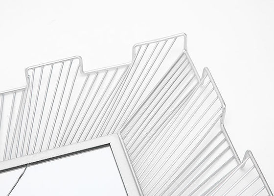 Rectangle Framed Silver Concavo-Convex Modern Metal Wall Art Mirror For Home Decoration